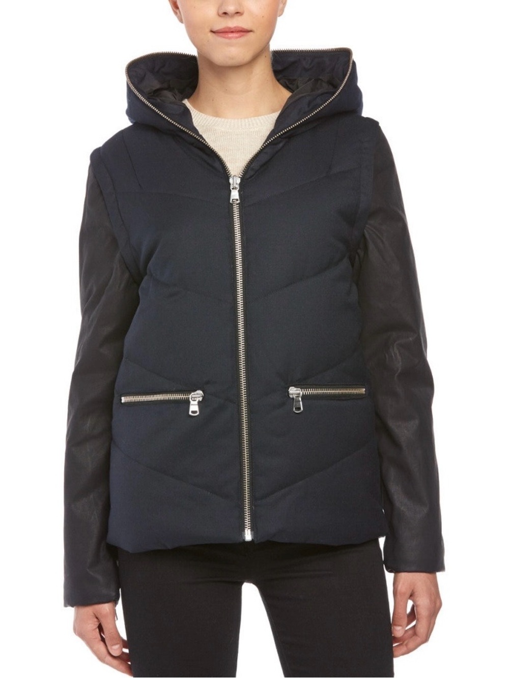 New THE KOOPLES 2-in-1 Mixed-Media Down Jacket size small new without tags